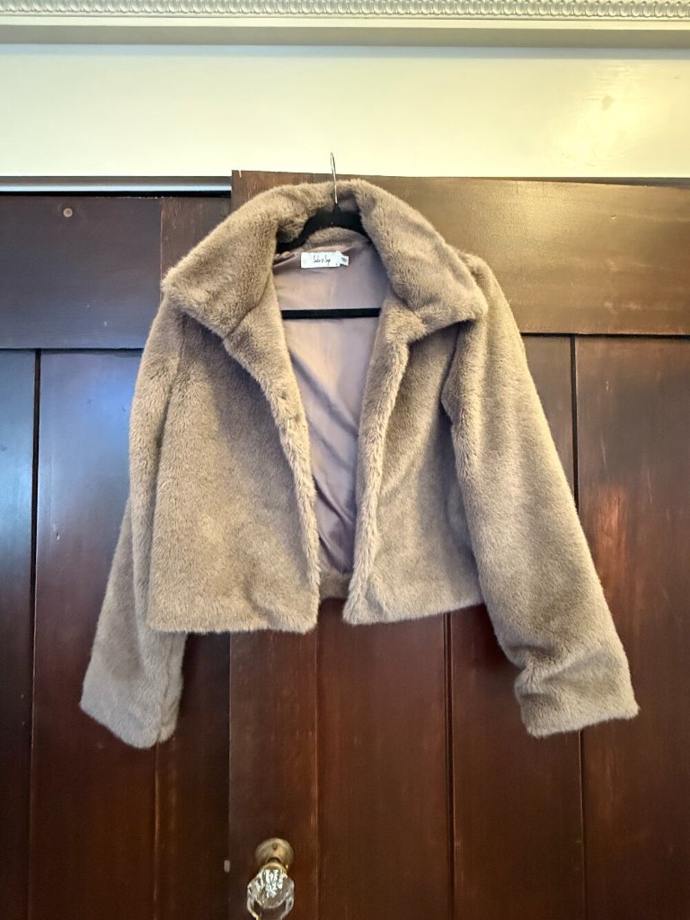 Grey Short Faux Fur Coat Sadie & Sage